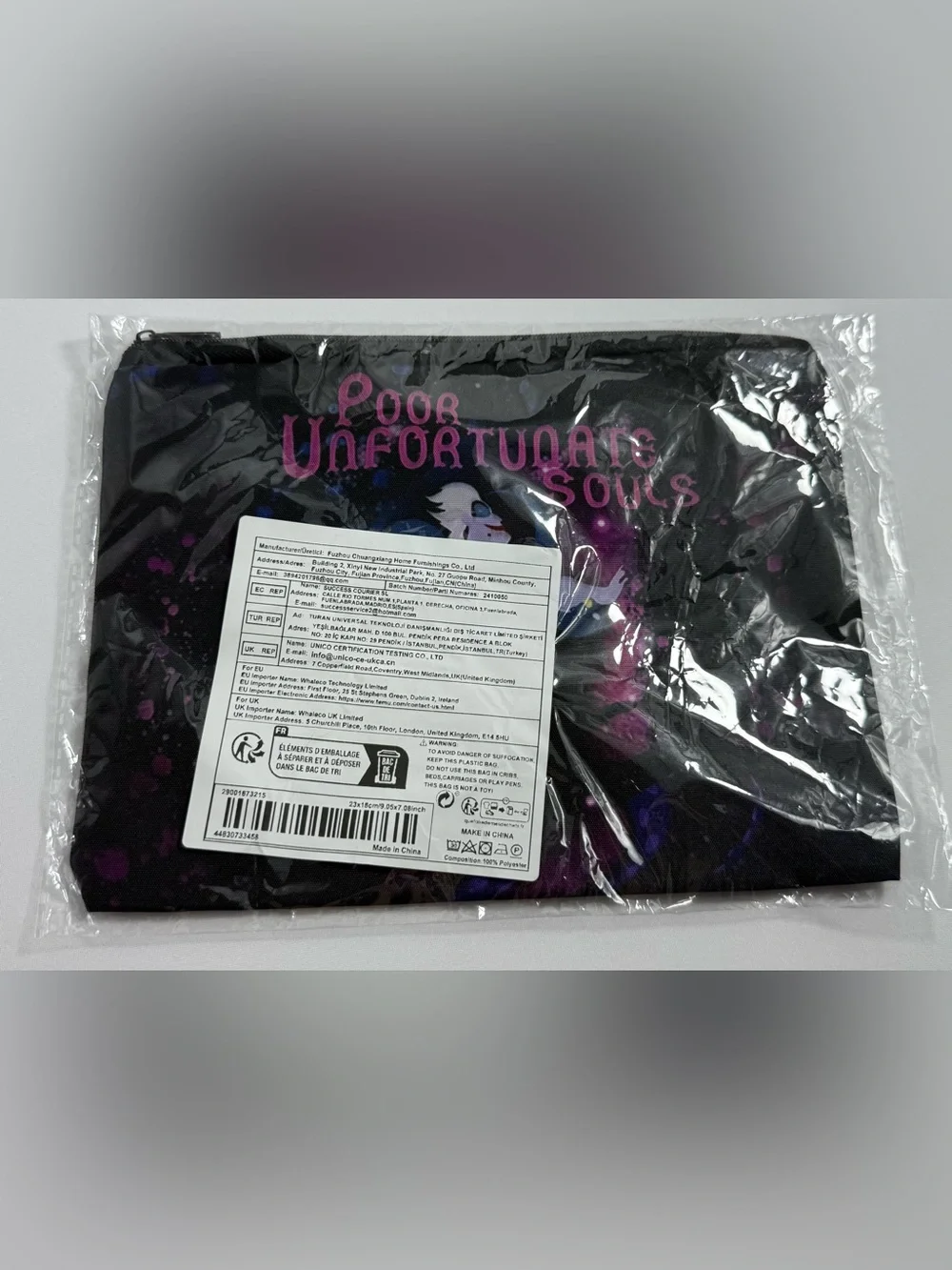NWT-Ursula Poor Unfortunate Souls Double-Sided Artwork Cosmetic Make-Up Bag